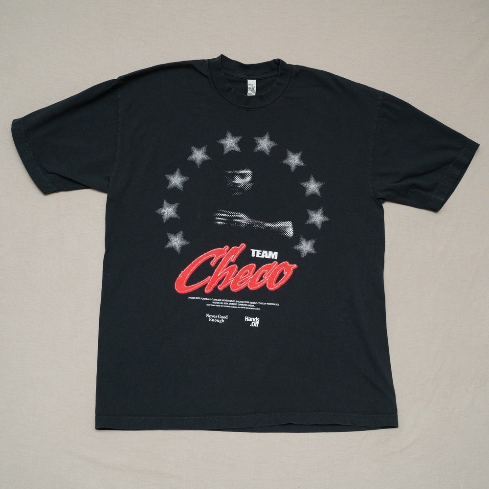 Team Checo Football Club Hands Off Never Good Enough Black T Shirt L